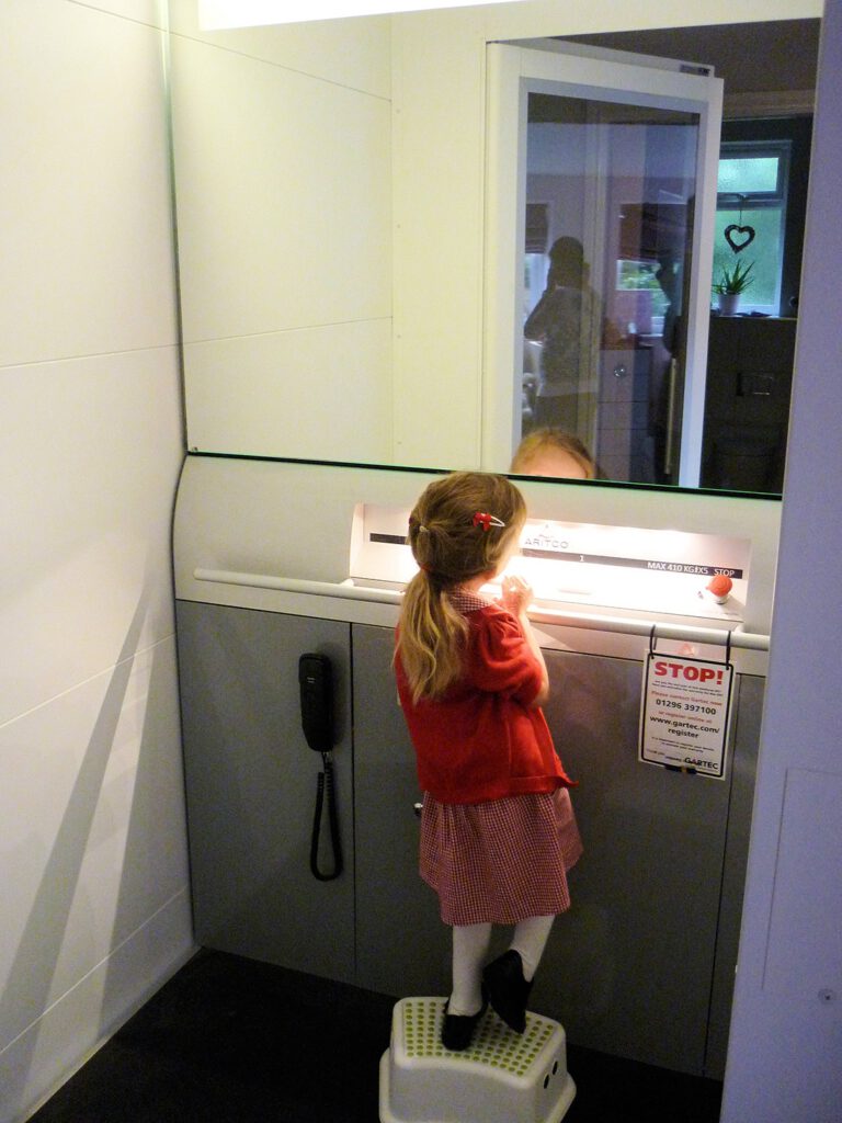 Girl in home lift