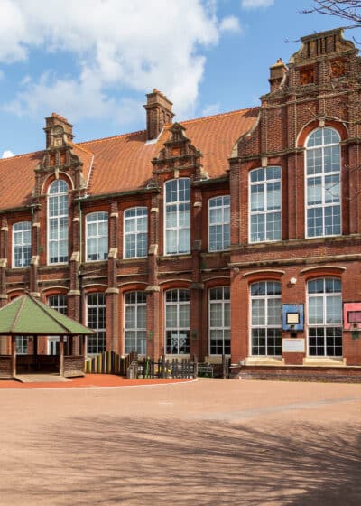 A British school with an empty playground and no children